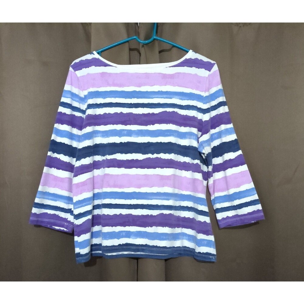 Talbots Womens Petite XLP Striped Shirt Watercolor